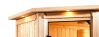 Sauna TAURIN (Eckeinstieg) / klarglas Tür / inkl. Dachkranz / Ofen 9 kW Bio externe Strg easy