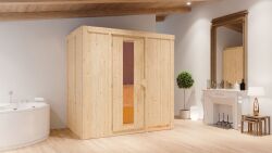 Sauna VARIADO (Fronteinstieg) / Holztür / kein Dachkranz / Ofen 9 kW Biokombi  externe Strg easy