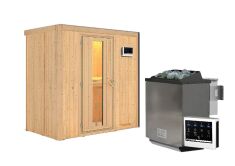 Sauna VARIADO (Fronteinstieg) / Holztür / kein Dachkranz / Ofen 9 kW Biokombi  externe Strg easy