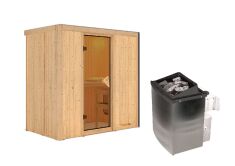 Sauna VARIADO (Fronteinstieg) / bronzierte Tür / kein Dachkranz / Ofen 9 kW integr. Strg