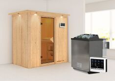 Sauna VARIADO (Fronteinstieg) / bronzierte Tür / inkl. Dachkranz / Ofen 9 kW Biokombi  externe Strg easy