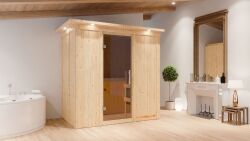 Sauna VARIADO (Fronteinstieg) / graphit Tür / inkl. Dachkranz / Ofen 9 kW Biokombi  externe Strg easy