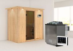 Sauna VARIADO (Fronteinstieg) / graphit Tür / inkl. Dachkranz / Ofen 9 kW Biokombi  externe Strg easy