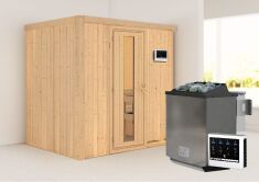 Sauna BODIN (Fronteinstieg) / Holztür / kein Dachkranz / Ofen 9 kW Bio externe Strg easy