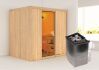 Sauna BODIN (Fronteinstieg) / bronzierte Tür / kein Dachkranz / Ofen 9 kW integr. Strg