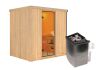 Sauna BODIN (Fronteinstieg) / bronzierte Tür / kein Dachkranz / Ofen 9 kW integr. Strg