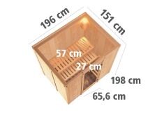 Sauna BODIN (Fronteinstieg) / bronzierte Tür / kein Dachkranz / Ofen 9 KW externe Strg easy