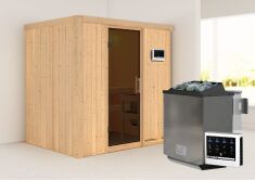 Sauna BODIN (Fronteinstieg) / graphit Tür / kein Dachkranz / Ofen 9 kW Bio externe Strg easy