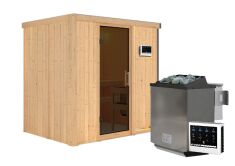 Sauna BODIN (Fronteinstieg) / graphit Tür / kein Dachkranz / Ofen 9 kW Bio externe Strg easy