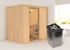 Sauna BODIN (Fronteinstieg) / klarglas Tür / kein Dachkranz / Ofen 9 kW integr. Strg