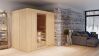 Sauna BODIN (Fronteinstieg) / klarglas Tür / kein Dachkranz / Ofen 9 kW Bio externe Strg easy