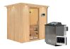 Sauna BODIN (Fronteinstieg) / klarglas Tür / inkl. Dachkranz / Ofen 9 kW Bio externe Strg easy