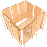 Sauna CARIN 196x151 cm Eckeinstieg 68 mm Systemsauna