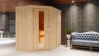 Sauna CARIN (Eckeinstieg) / Holztür / kein Dachkranz / Ofen 9 kW Bio externe Strg easy