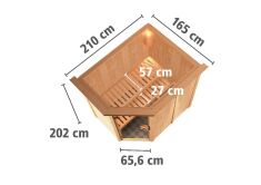 Sauna CARIN (Eckeinstieg) / Holztür / inkl. Dachkranz / ohne Ofen