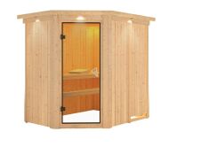 Sauna CARIN (Eckeinstieg) / bronzierte Tür / inkl. Dachkranz / ohne Ofen