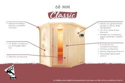 Sauna CARIN (Eckeinstieg) / graphit Tür / kein Dachkranz / ohne Ofen