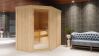 Sauna CARIN (Eckeinstieg) / klarglas Tür / kein Dachkranz / Ofen 9 kW Bio externe Strg easy