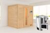 Sauna COSMIN (Fronteinstieg) / kein Dachkranz / Ofen 3,6 kW Bio externe Strg easy