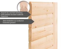 38 mm Saunahaus SKROLLAN 2 / terragrau / Ofen 9 KW externe Strg easy / Classic Eingangstür