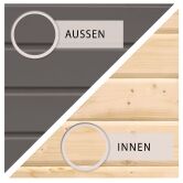 38 mm Saunahaus SKROLLAN 2 / terragrau / Ofen 9 KW externe Strg easy / Classic Eingangstür
