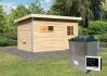 38 mm Saunahaus SKROLLAN 3 / naturbelassen / Ofen 9 KW externe Strg easy / Classic Eingangstür