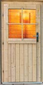 38 mm Saunahaus SKROLLAN 3 / naturbelassen / Ofen 9 kW Bio externe Strg easy / Classic Eingangstür