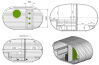 Saunahaus Oval 400 x 240 cm inkl. Dachschindeln schwarz, Bausatz, Fichte-Natur