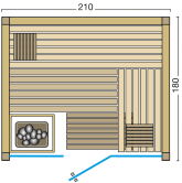 Topgarden Premium Sauna WEITBLICK 180; 210 x 180 cm; ohne Ofen
