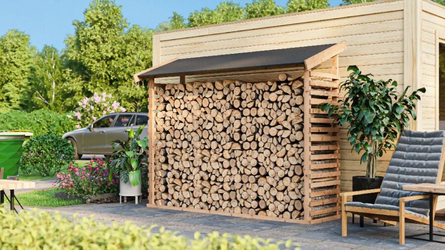 Karibu Kaminholzunterstand 2 naturbelassen