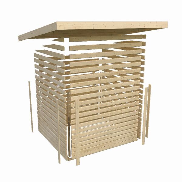 Karibu Hybrid Gartenhaus JUPITER 2 A naturbelassen  / Blech weiß