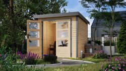 Karibu Hybrid Gartenhaus JUPITER 2 A naturbelassen  / Blech graualuminium