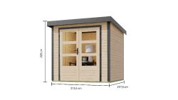 Karibu Hybrid Gartenhaus JUPITER 2 A naturbelassen  / Blech graualuminium