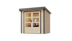 Karibu Hybrid Gartenhaus JUPITER 2 A naturbelassen  / Blech graualuminium