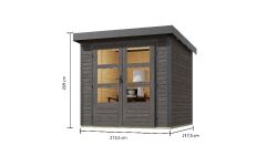 Karibu Hybrid Gartenhaus JUPITER 2 B terragrau / Blech aluminiumgrau
