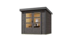 Karibu Hybrid Gartenhaus JUPITER 2 B terragrau / Blech aluminiumgrau