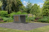 Karibu Hybrid Gartenhaus JUPITER 2 B terragrau mit Anbaudach ca. 2,40 cm  breit / Blech graualuminium