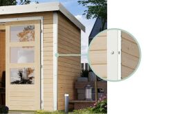 Karibu Hybrid Gartenhaus JUPITER 2 C anthrazit mit Anbaudach ca. 2,40 cm  breit / Blechvariante: weiß