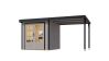 Karibu Hybrid Gartenhaus JUPITER 2 D wassergrau mit Anbaudach ca. 2,40 cm  breit / Blech anthrazit