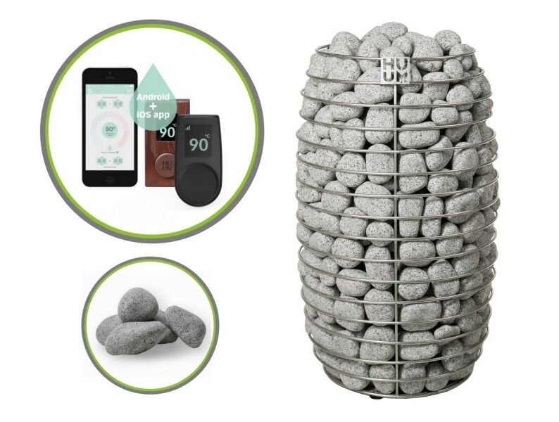 Saunaofen HUUM HIVE Mini 9 kW SPARSET inkl. UKU GLASS Steuerung WIFI, Steine