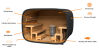 Leil® Saunasell Saunafass ROUND CUBE RELAX 301x200 cm inkl. Dachschindeln schwarz, Bausatz, Thermo-Holz