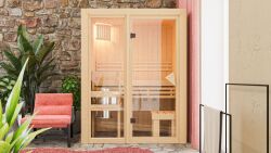 Sauna MODERNO 1 (Fronteinstieg) / Ofen 3,6 kW Bio externe. Strg easy