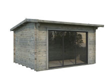 Gartenhaus INES 11,1 m² - 390x300cm, 44mm, inkl. Boden, Schiebetür, grau tauchimprägniert
