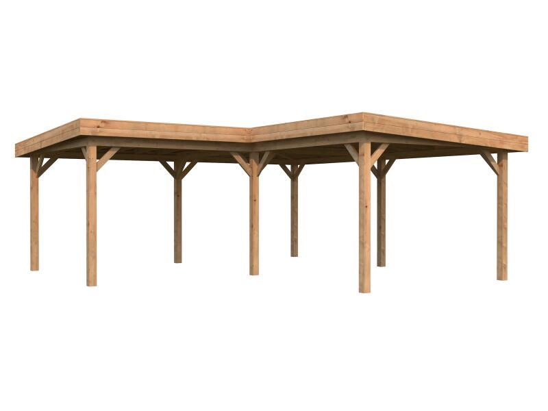 Palmako Pavillon Carport LENNA 24,9 m², 588x588 cm, hellbraun tauchimprägniert