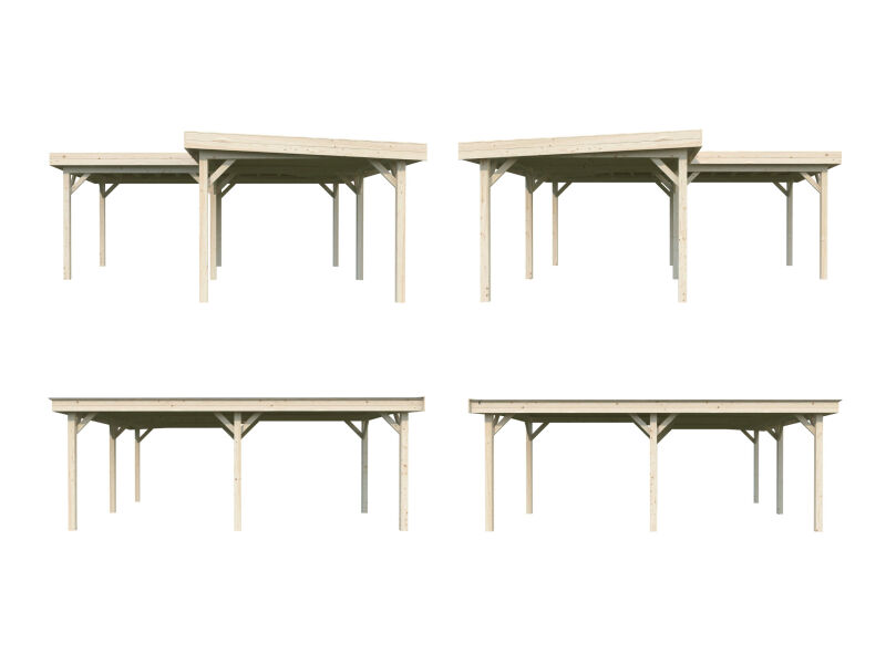 Palmako Pavillon Carport LENNA 24,9 m², 588x588 cm, hellbraun tauchimprägniert