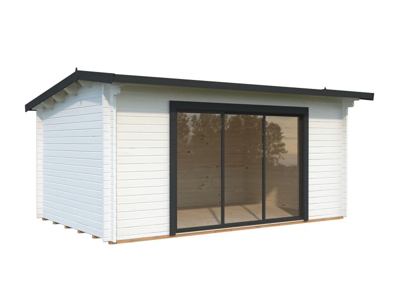Gartenhaus INES 13,7 m² - 480x300cm, 44mm, inkl. Boden, Schiebetür, naturbelassen