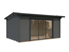 Gartenhaus INES 13,7 m² - 480x300cm, 44mm, inkl. Boden, Schiebetür, naturbelassen