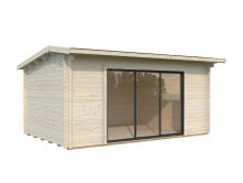 Gartenhaus INES 13,7 m² - 480x300cm, 44mm, inkl. Boden, Schiebetür, naturbelassen