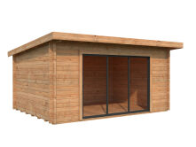 Gartenhaus LEA 14,2 m² - 450x330cm, 44mm, inkl. Boden, Schiebetür - natur + farbig -