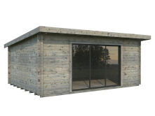 Gartenhaus LEA 19,4 m² - 530x380cm; 44mm ; inkl. Boden, Schiebetür - natur + farbig -